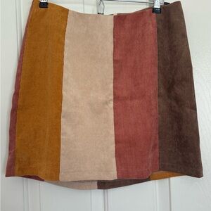 Colorblock Corduroy Mini Skirt